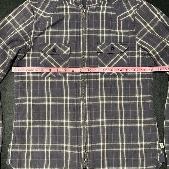 Horny Toad Grey and White with pink accents Plaid Zip Hoodie Size Medium - Picture 4 of 8